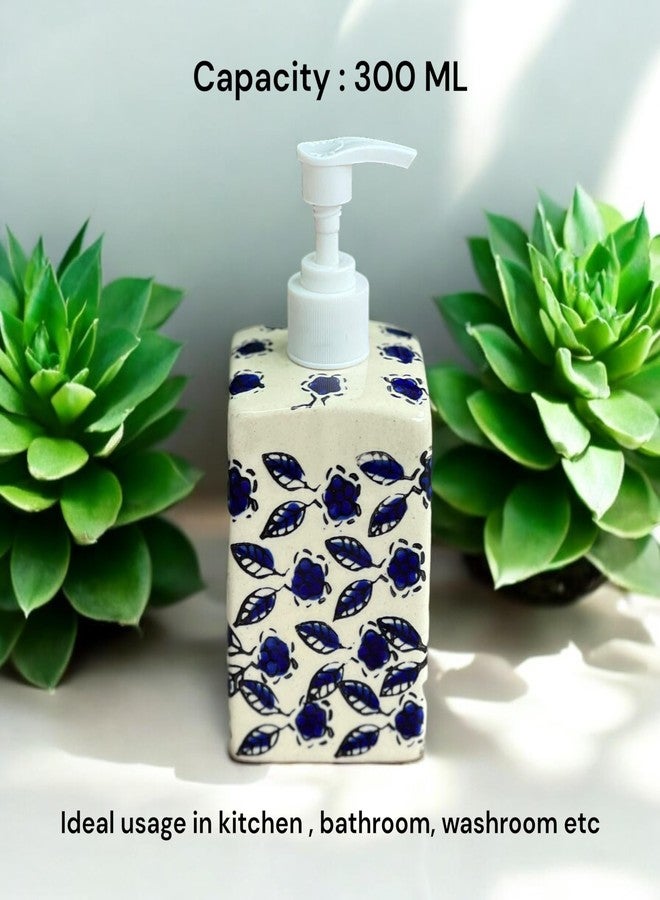 BACKKSPACE RETAIL Ceramic Handmade Liquid Dispenser Bottle for Lotion, Soap, Shampoo, Conditioner, Handwash | 300 ML | Blue | Modern Touch for Bathroom, Spa, Kitchen - Image 5